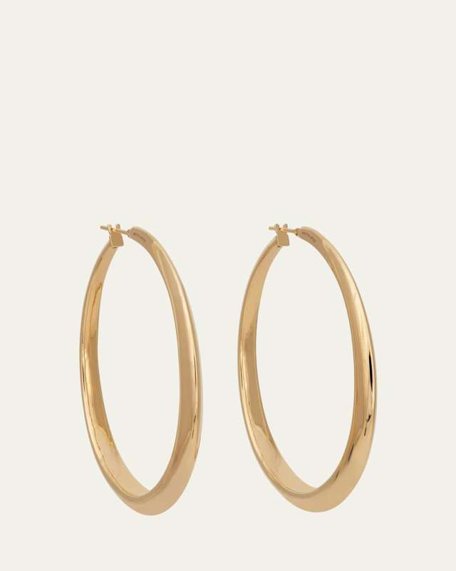 18k Yellow Gold Oval Hoop Earrings